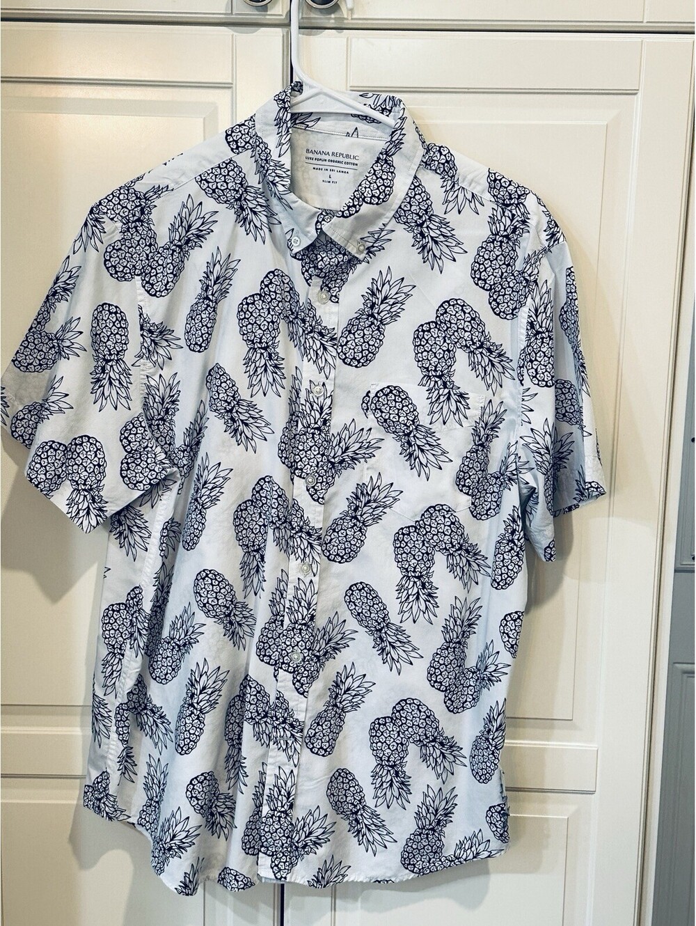 Banana Republic Luxe Poplin Organic Cotton Men's Button-Down Shirt Size Large